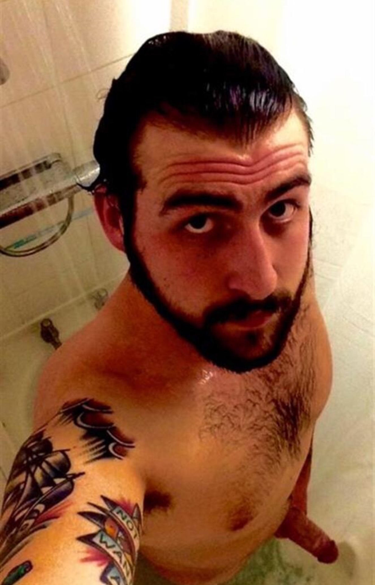 male shower selfie